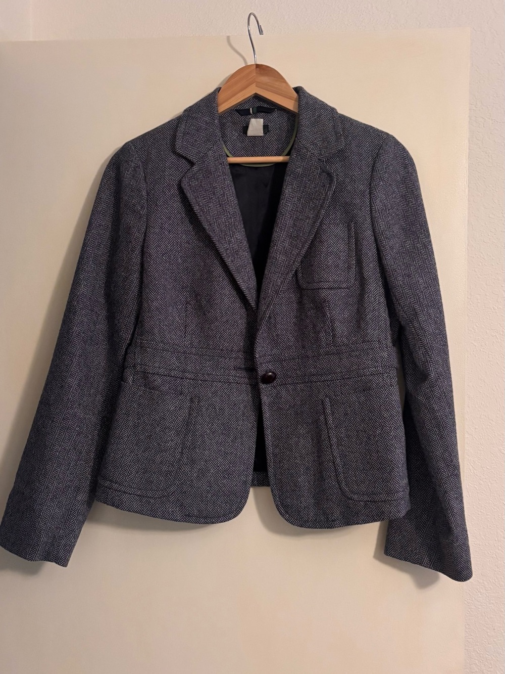 J. Crew Women's Herringbone Charcoal Blazer